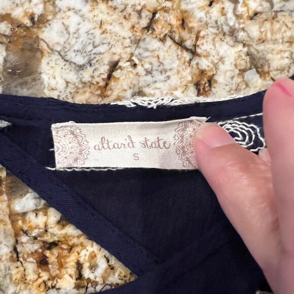 Altar'd State Navy W/Ivory Embroidered Boho Festival Dress - SIZE S - Picture 3 of 8